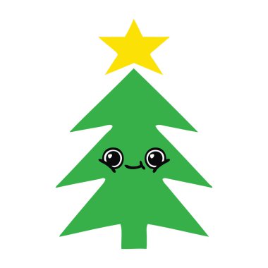 düz renk retro karikatür Noel ağacı