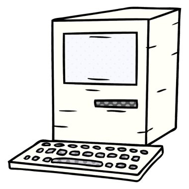 çizgi film doodle bir bilgisayar ve klavye