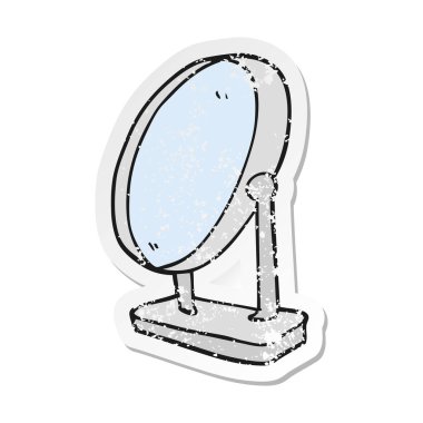 bir çizgi film ayna Retro sıkıntılı etiket