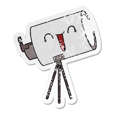 yüzü olan bir çizgi film Teleskobu sıkıntılı etiket