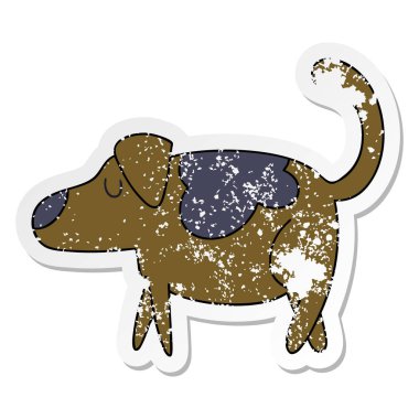 ilginç bir el sıkıntılı etiket çizilmiş karikatür köpek