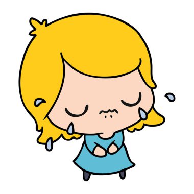 şirin kawaii kız serbest çizilmiş karikatür