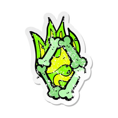 bir karikatür Retro sıkıntılı etiket Cadılar Bayramı kemik numarası