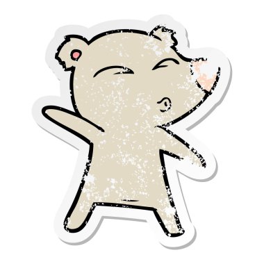 ayı ıslık bir karikatür sıkıntılı etiket