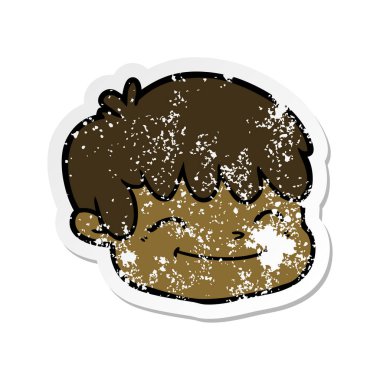 bir çizgi film erkek yüz sıkıntılı etiket