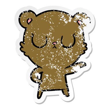 huzurlu karikatür ayı sıkıntılı etiket