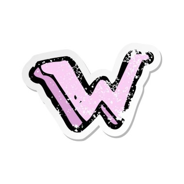 Retro sıkıntılı etiket bir çizgi film mektup W