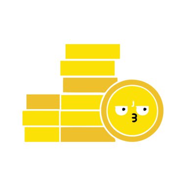 düz renk retro karikatür paralar