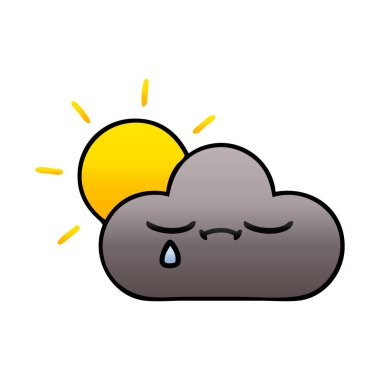 Degrade çizgi film fırtına bulutu ve güneş gölgeli