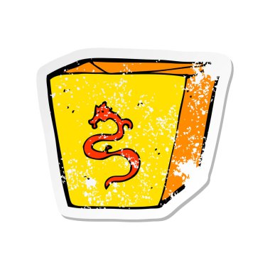 bir çizgi film şehriye kutusunun Retro sıkıntılı etiket