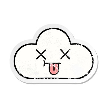 sevimli çizgi beyaz bulut sıkıntılı etiket