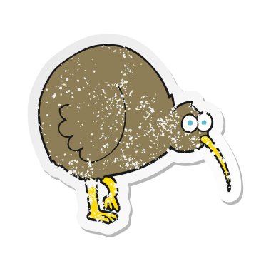 bir çizgi film kivi kuş Retro sıkıntılı etiket