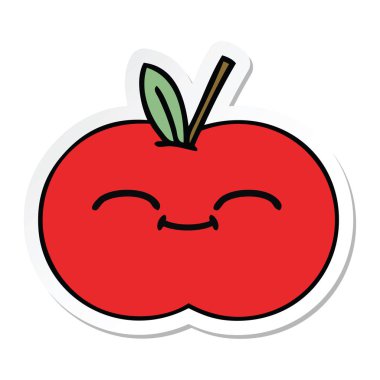 etiket sevimli çizgi Kırmızı elma