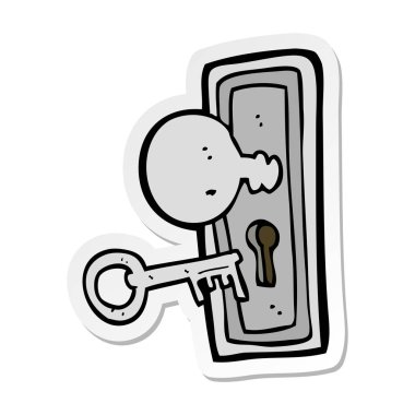 etiket bir karikatür anahtar ve anahtar deliği