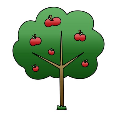 Degrade gölgeli ilginç karikatür ağaç