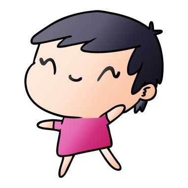 bir şirin kawaii kızın degrade çizgi film