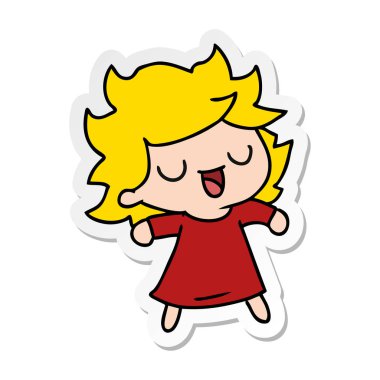 serbest el çekilmiş etiket karikatür şirin kawaii kız