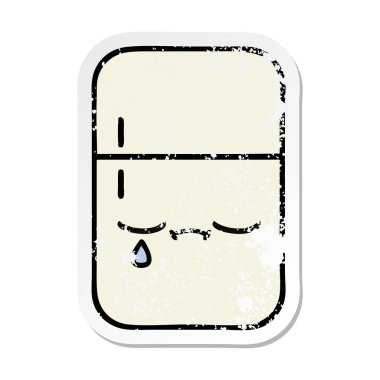 sevimli çizgi buzdolabı dondurucu sıkıntılı etiket