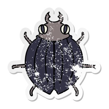 ilginç bir el sıkıntılı etiket karikatür böceği çizilmiş