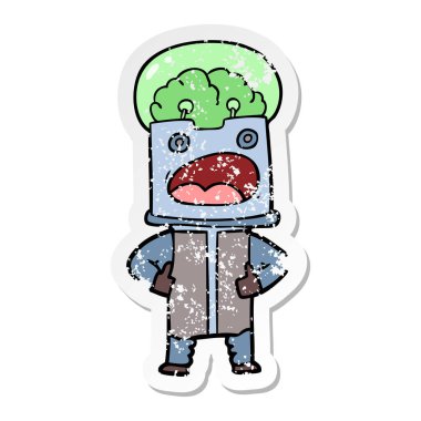 bir çizgi film robot sıkıntılı etiket