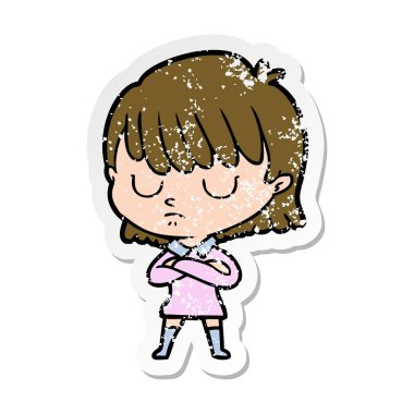 bir çizgi film kadının sıkıntılı etiket