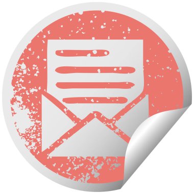 sıkıntılı dairesel peeling etiket sembolü mektup ve zarf