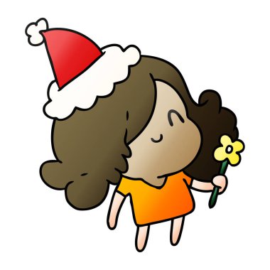 kawaii kız Noel degrade çizgi film