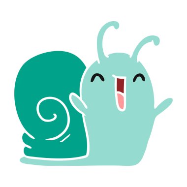 çizgi film illüstrasyon kawaii mutlu sevimli salyangoz