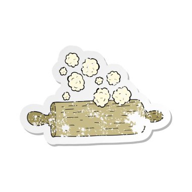 bir çizgi film oklava Retro sıkıntılı etiket