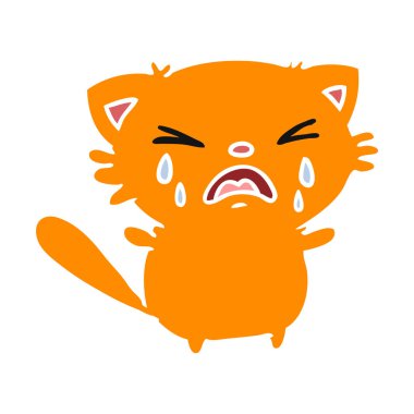 şirin kawaii ağlayan kedi çizgi film