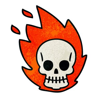 ilginç el çizilmiş karikatür kafatası