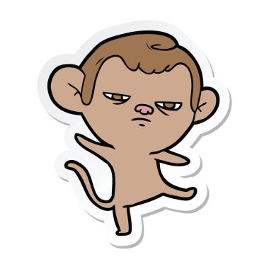 etiket bir karikatür rahatsız maymun