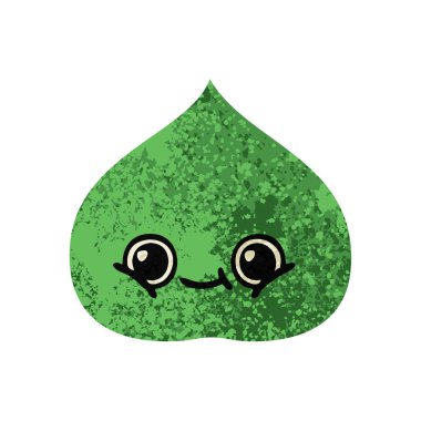 Retro illüstrasyon tarzı çizgi film ekspresiyon yaprak