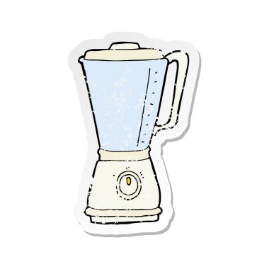 bir çizgi film mutfak blender Retro sıkıntılı etiket