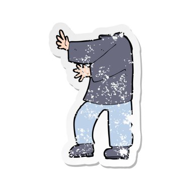 bir çizgi film erkek vücudunun Retro sıkıntılı etiket