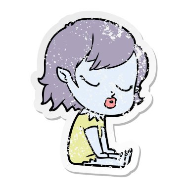 sevimli çizgi vampir kız sıkıntılı etiket