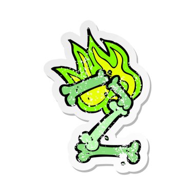 bir karikatür Retro sıkıntılı etiket Cadılar Bayramı kemik numarası