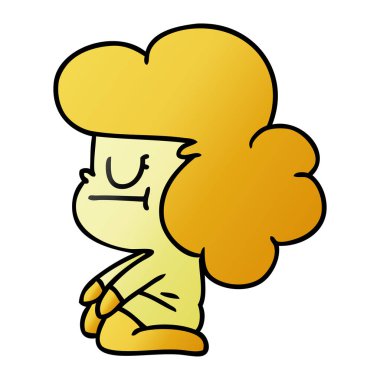 kawaii uzaylı kız serbest el çekilmiş degrade çizgi film