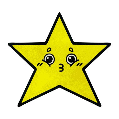 Retro grunge doku karikatür altın yıldız
