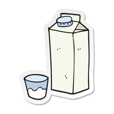 bir çizgi film süt karton etiket