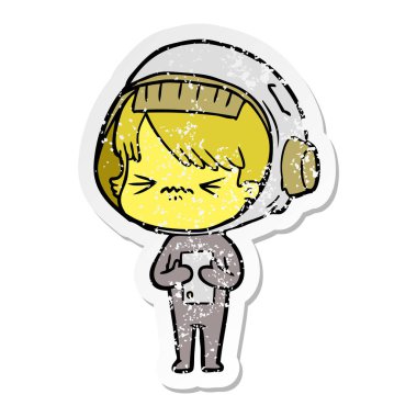 bir kızgın çizgi film alan kızın sıkıntılı etiket