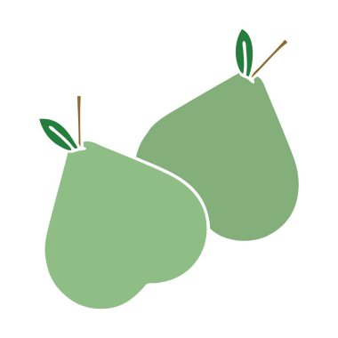 düz renk yeşil armut retro karikatür