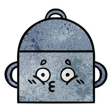 Retro grunge doku karikatür bir pişirme tencere