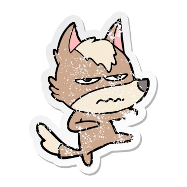 bir karikatür rahatsız kurt sıkıntılı etiket