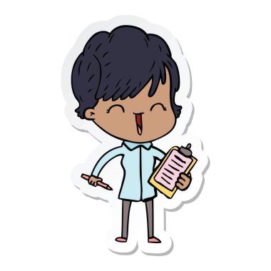 etiket bir karikatür komik kadın