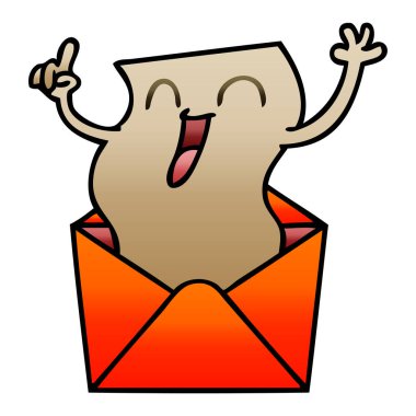 ilginç degrade gölgeli karikatür mutlu mektup