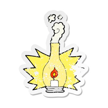 bir çizgi film eski cam fener Retro sıkıntılı etiket