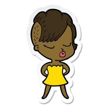 bir çizgi film güzel hippi kız etiketi