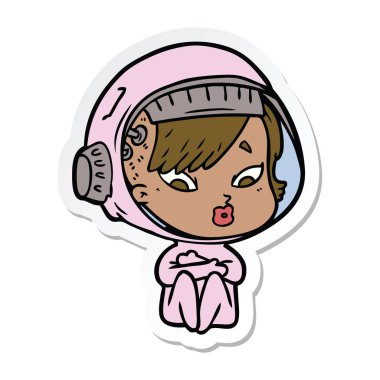 bir çizgi film astronot kadının etiket