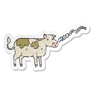 bir karikatür inek sıkıntılı etiket